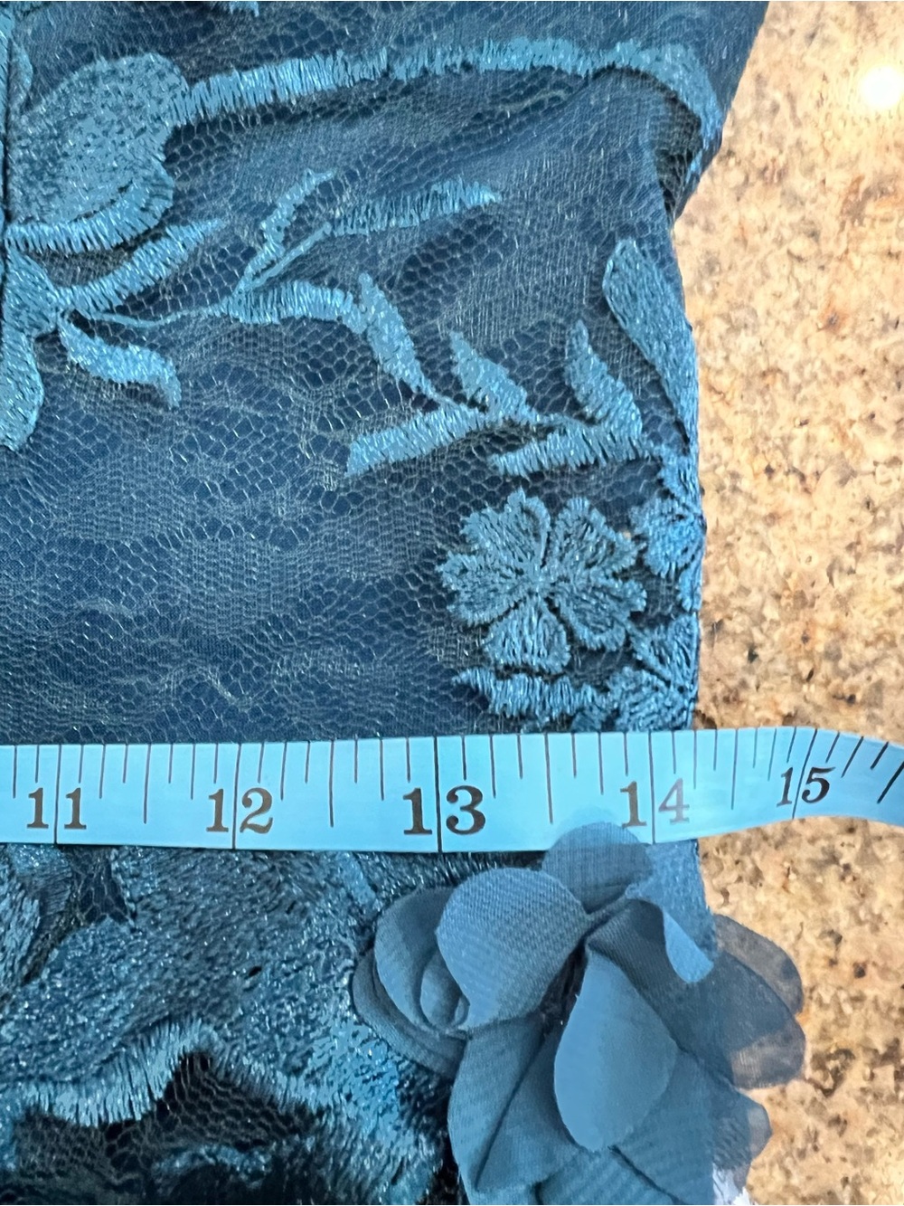 Dress the Population Sidney Gown Peacock Blue 3D Floral Appliqué Maxi Dress M - Picture 13 of 15